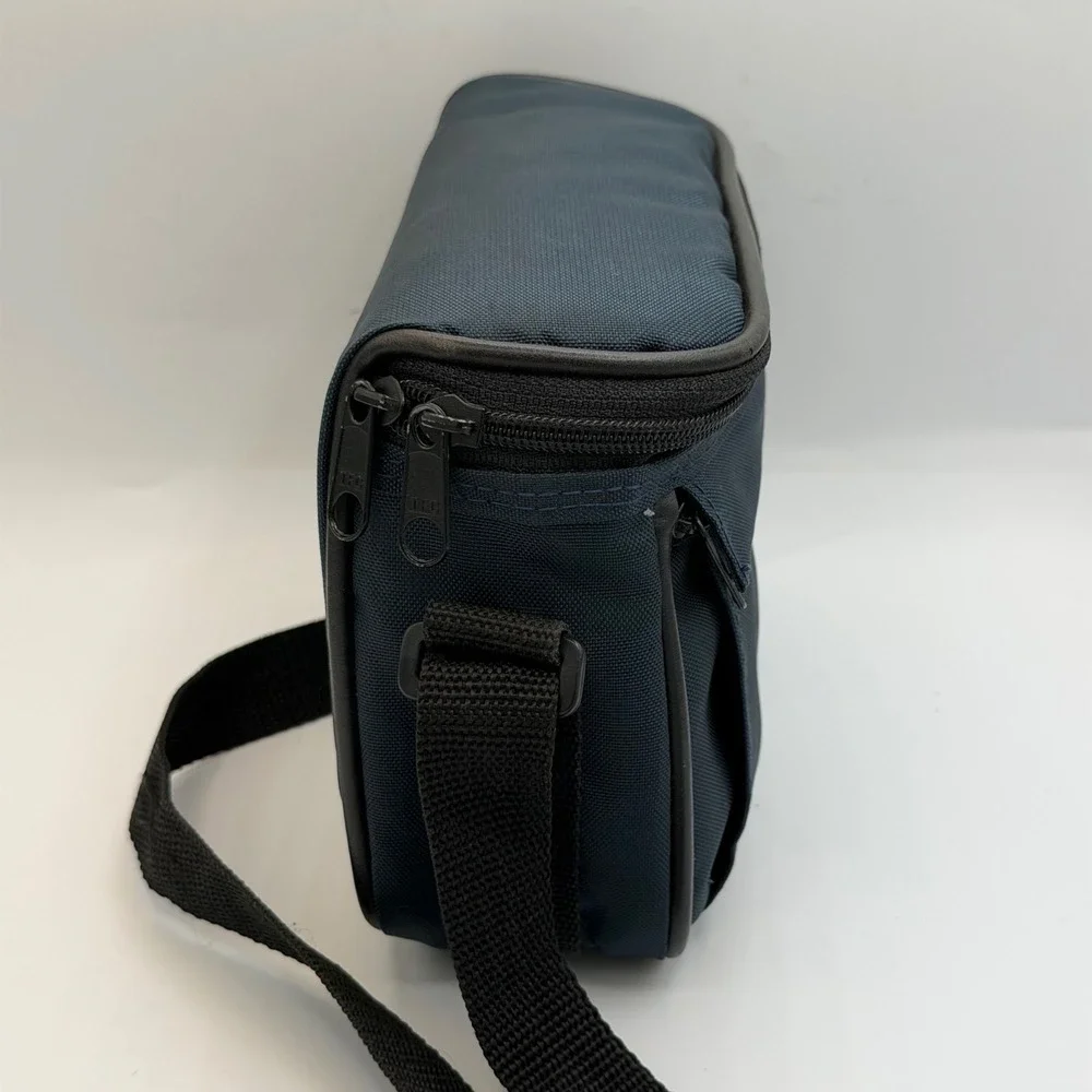Fuji Vintage Camera Bag Navy Blue Nylon Padded Shoulder Strap Travel Case